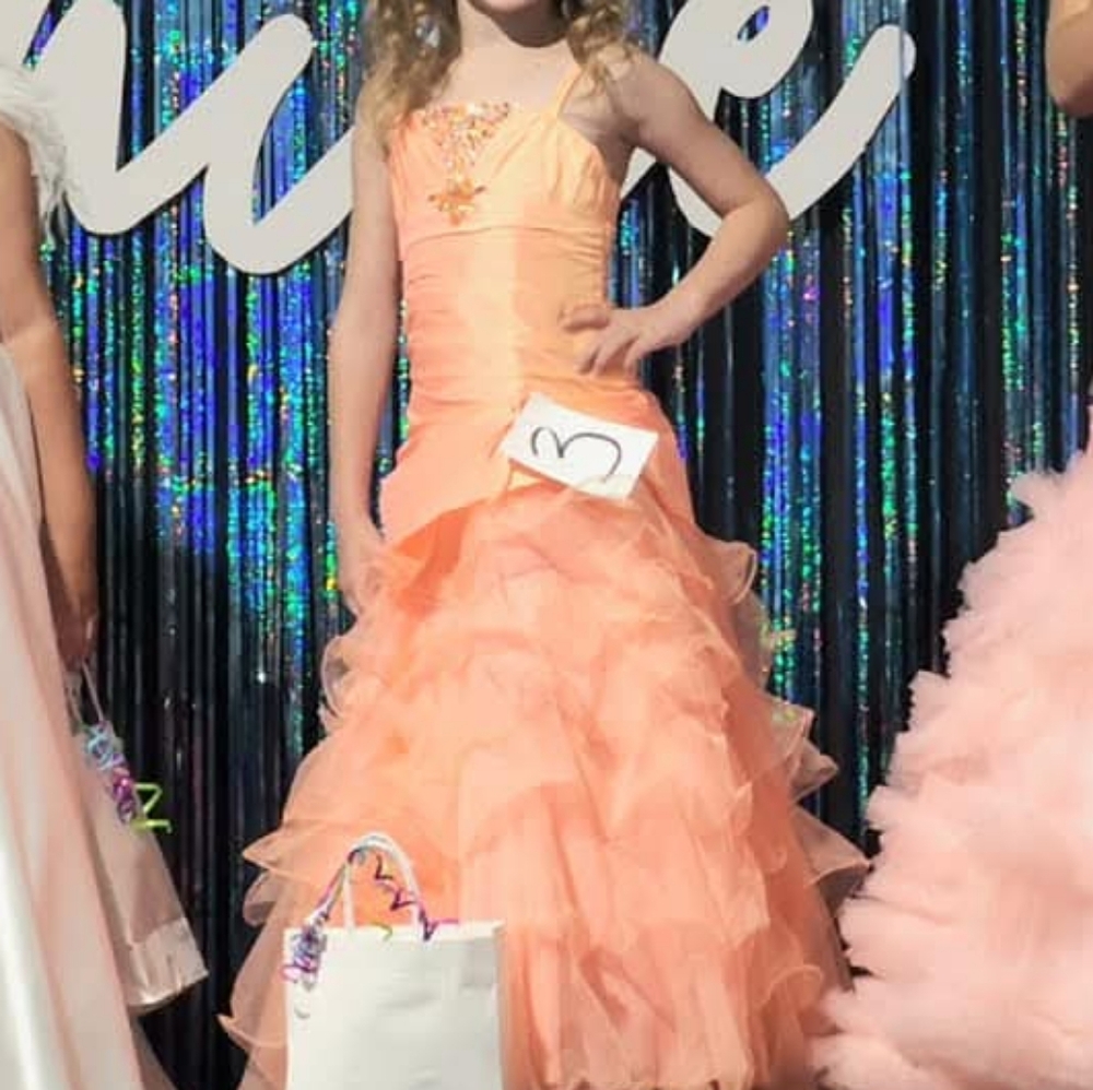Girls' Peach Ruffled Pageant Dress